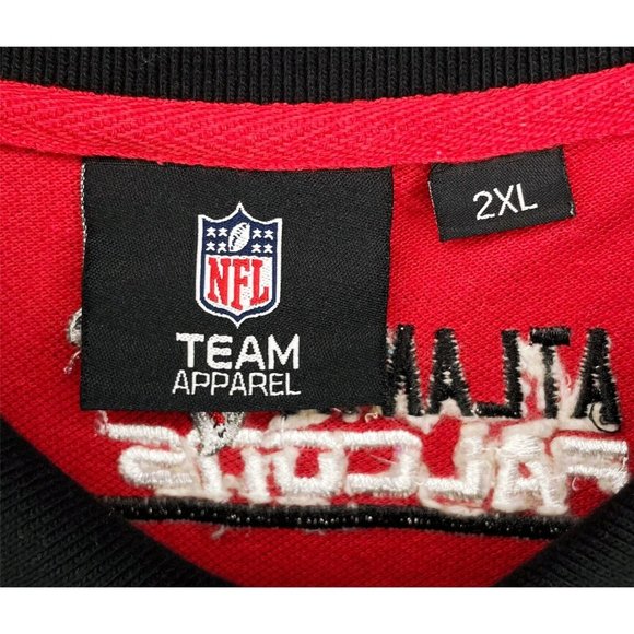Atlanta Falcons ATL NFL Men’s 2XL Black White Red Short Sleeve Polo Shirt - Picture 4 of 4